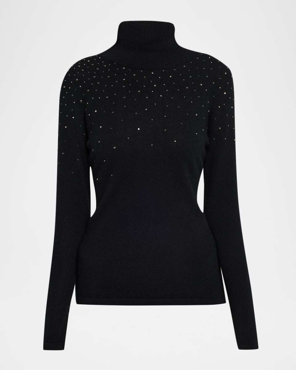 Cashmere Rhinestone Turtleneck Sweater